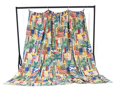 Lot 96 - (G) A pair of curtains in the 'Cote D'Azur'...