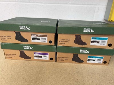 Lot 1553 - x4 boxed pairs of Eddie Bauer leather upper,...
