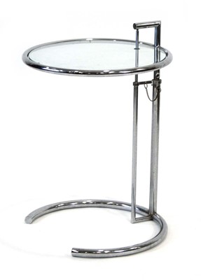 Lot 100 - A Model E1027 chrome and glass side table...
