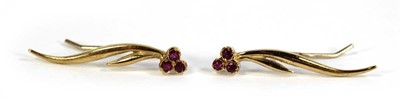 Lot 619 - A pair of 18ct yellow gold ear pendants of...