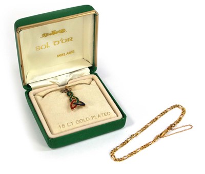 Lot 625 - A 9ct yellow gold figaro link bracelet with...