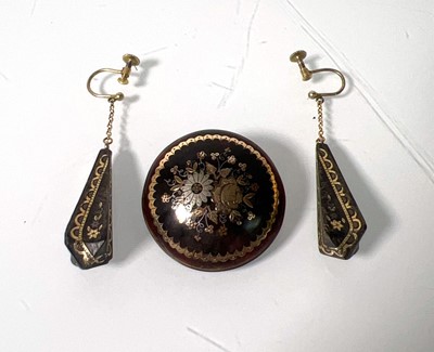 Lot 450 - A pair of 19th century pique drop earrings...