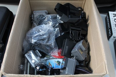 Lot 183 - Box containing 3 various Go Pro cameras and...