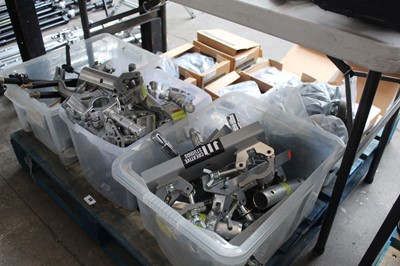 Lot 50 - Pallet of various staging, tripod, boom and...