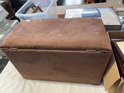 Lot 1836 - Brown fabric upholstered ottoman