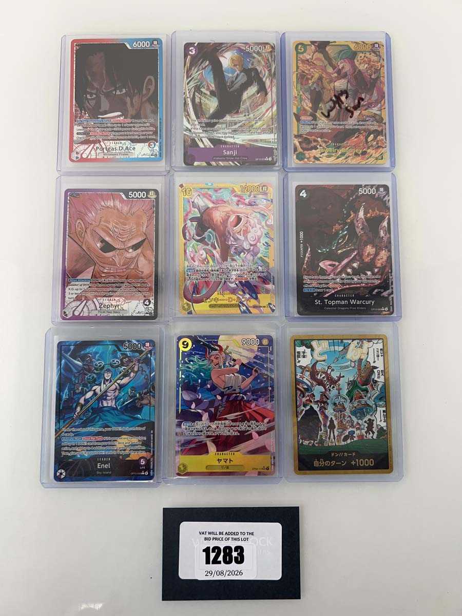 Lot 1283 - 9 Top Loaded One Piece TCG cards from various...