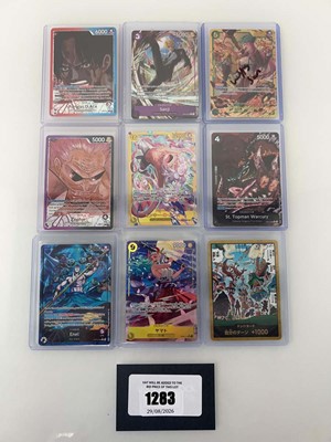 Lot 1283 - 9 Top Loaded One Piece TCG cards from various...