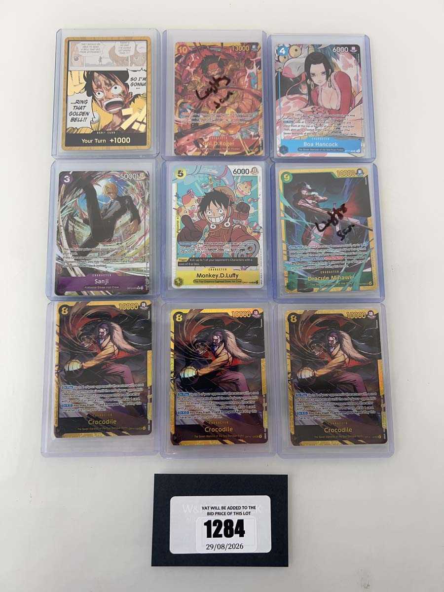 Lot 1284 - 9 Top Loaded One Piece TCG cards from various...