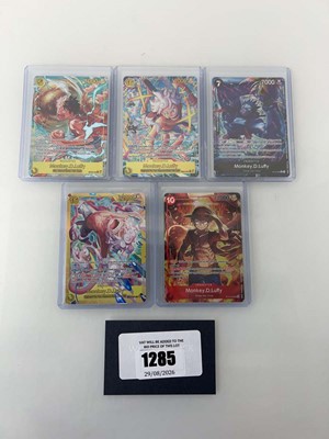 Lot 1285 - 5 Top Loaded One Piece TCG Monkey.D.Luffy...