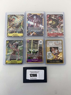 Lot 1286 - 6 Top Loaded One Piece TCG cards from various...