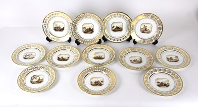Lot 173 - A set of twelve Sevres porcelain cabinet...