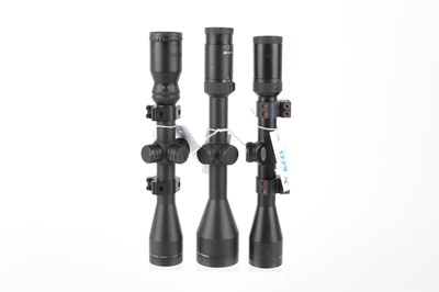 Lot 1229 - Three rifle scopes: 3-9 x 40 Hawke Sport HD...