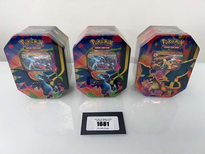 Lot 1681 - 3x Pokémon TCG: Mega Charizard Tins