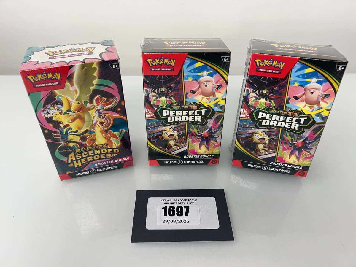 Lot 1697 - (3) 2x Pokémon TCG: Mega Evolution - Perfect...
