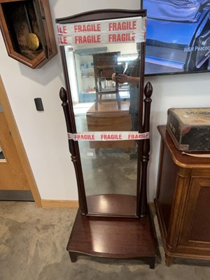 Lot 1714 - Stag mahogany effect cheval mirror