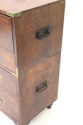 Lot 4 - A Victorian two-part campaign chest with brass...