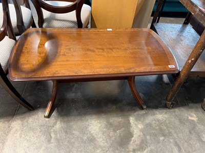 Lot 1779 - Polished mahogany and walnut finish coffee table