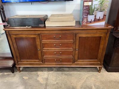 Lot 1716 - Hardwood sideboard with 4 central drawers