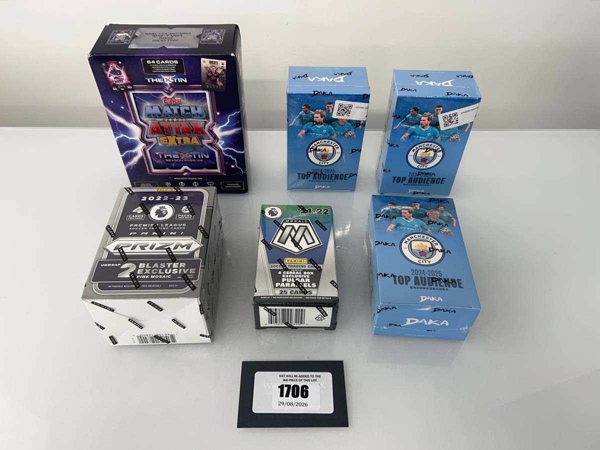 Lot 1706 - (6) Various Football Trading Card boxes...