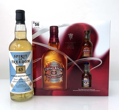 Lot 56 - 2 bottles of Scotch Whisky, 1x Manchester...