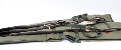 Lot 1330 - 4 Long green nylon fleece lined gun slips