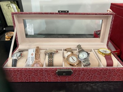 Lot 1267 - Watch display case with various watches...