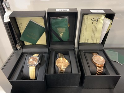 Lot 1268 - 5 boxed watches including Gamages London,...