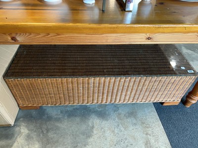 Lot 1613 - Wicker low level coffee table with glass...