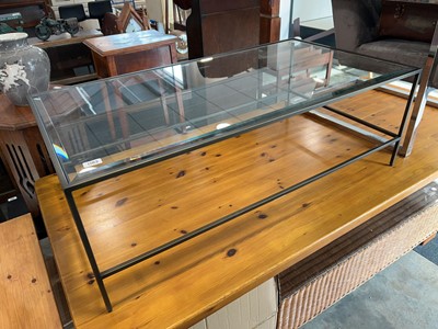 Lot 1703 - Metal framed 2 tier coffee table with glass...