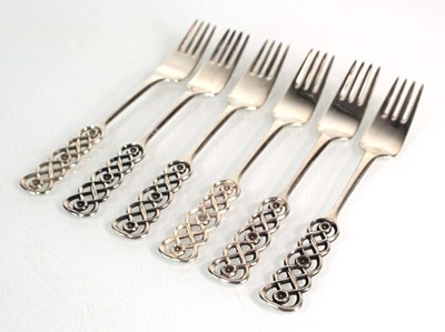 Lot 214 - A set of six Norwegian 830-grade silver forks...