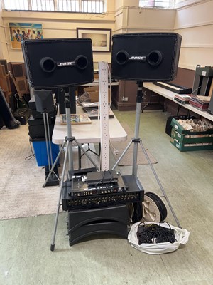 Lot A stage PA setup consisting of two Bose 802...