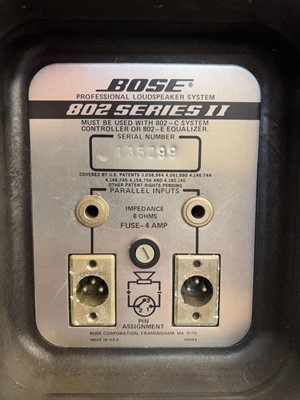 Lot A stage PA setup consisting of two Bose 802...