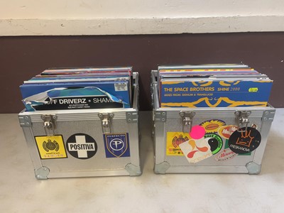 Lot Two record flight cases containing a quantity...