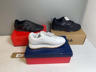 Lot 1332 - 3x Boxed pairs of trainers to include Fila...