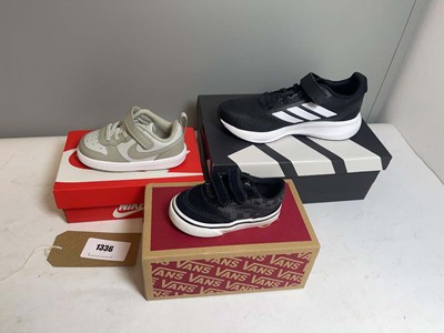 Lot 1336 - 3x Boxed pairs of children's trainers to...