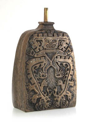 Lot 192 - A 1970's table lamp base, the bronzed body...