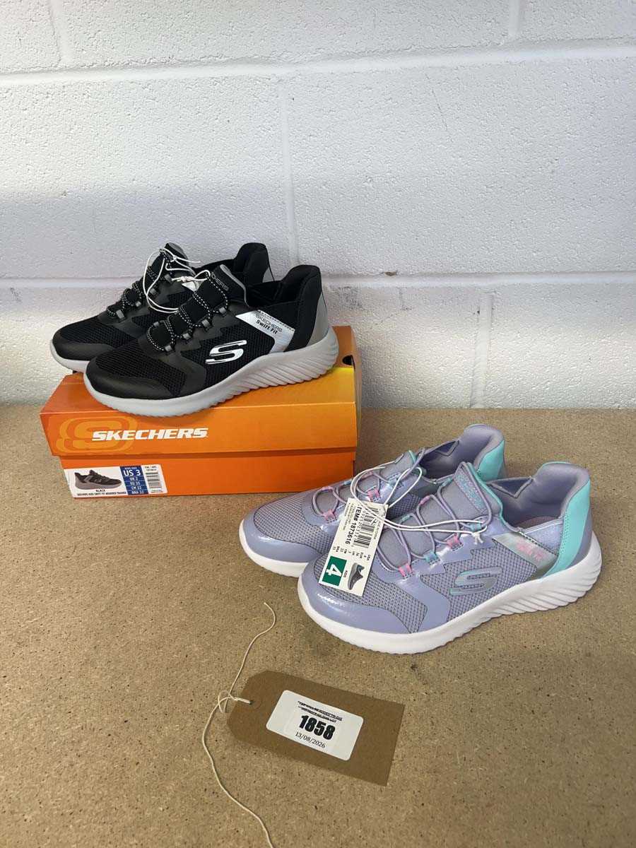 Lot x1 boxed and x1 unboxed pairs of Skechers...
