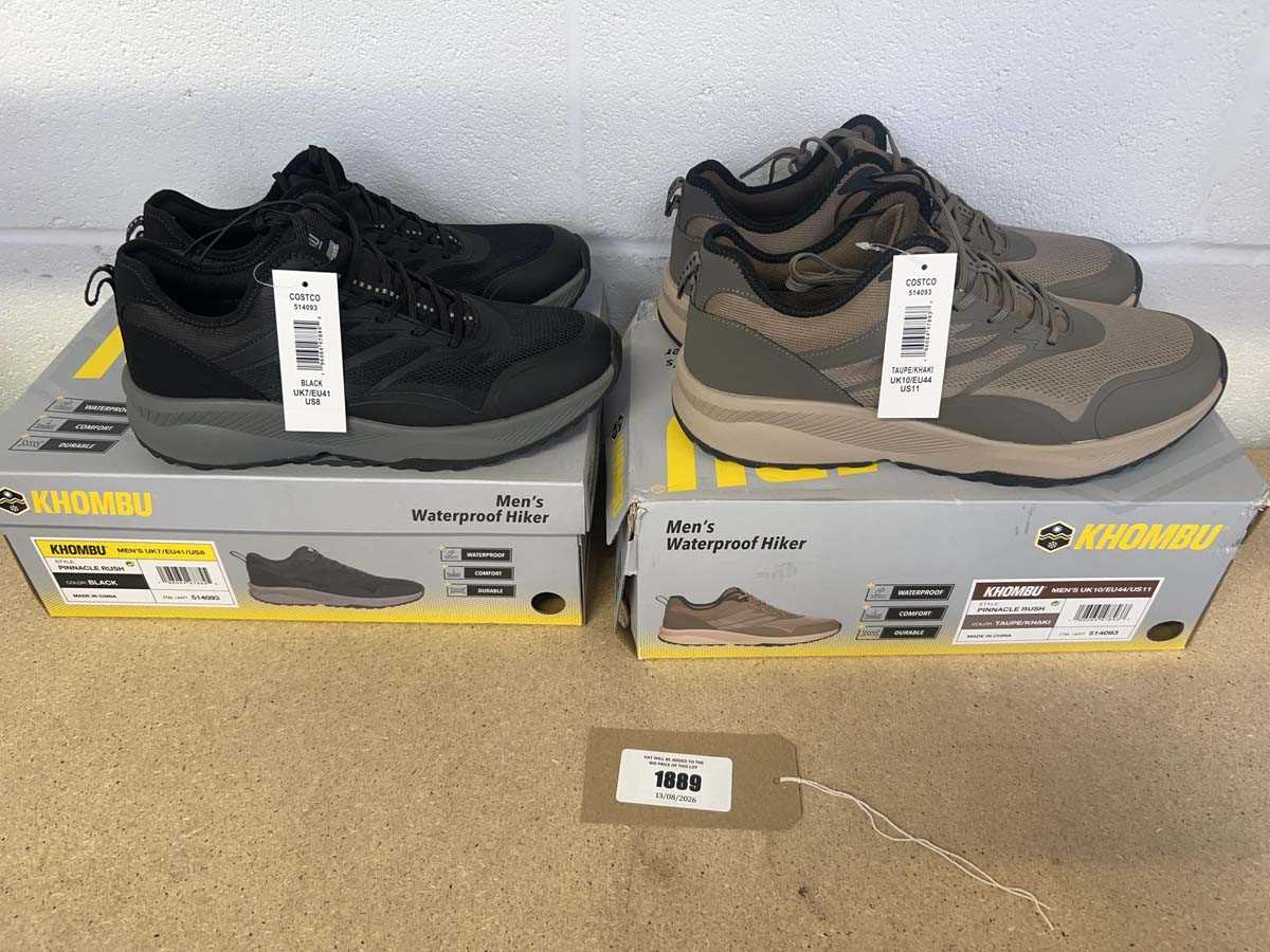 Lot x2 boxed pairs of Khombu hiker boots sizes UK...