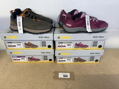 Lot x4 boxed pairs of Khombu kids hiker shoes...