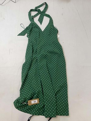 Lot 1370 - Oddmuse volume midi dress in green polka dot...