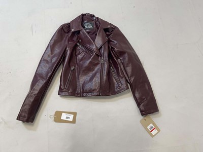 Lot 1371 - Levi's faux leather biker jacket in fig size XS