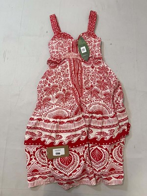 Lot 1390 - Farm Rio river ride red midi dress size small