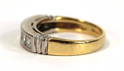 Lot 628 - An 18ct yellow gold half eternity ring set six...