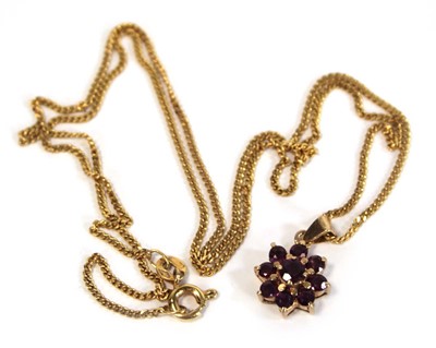 Lot 639 - A 9ct yellow gold flat curblink necklace...