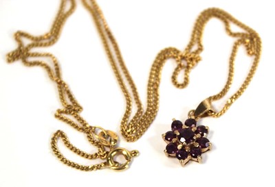 Lot 639 - A 9ct yellow gold flat curblink necklace...