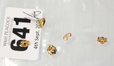 Lot 641 - Four pairs of 9ct yellow gold earrings...