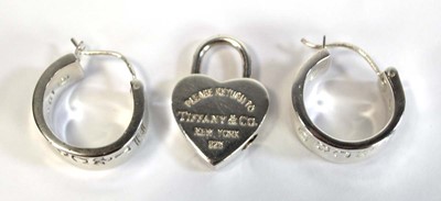 Lot 662 - A pair of Tiffany & Co. silver ear hoops, l. 2....