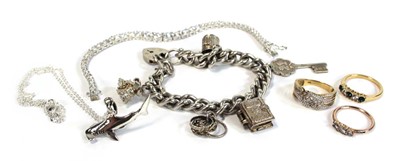 Lot 663 - A silver charm bracelet, 56 gms, a silver...