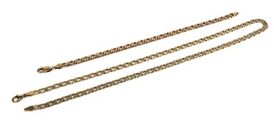 Lot 666 - A 9ct yellow gold double flat curblink...