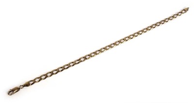 Lot 667 - A 9ct yellow gold flat curblink bracelet, l....